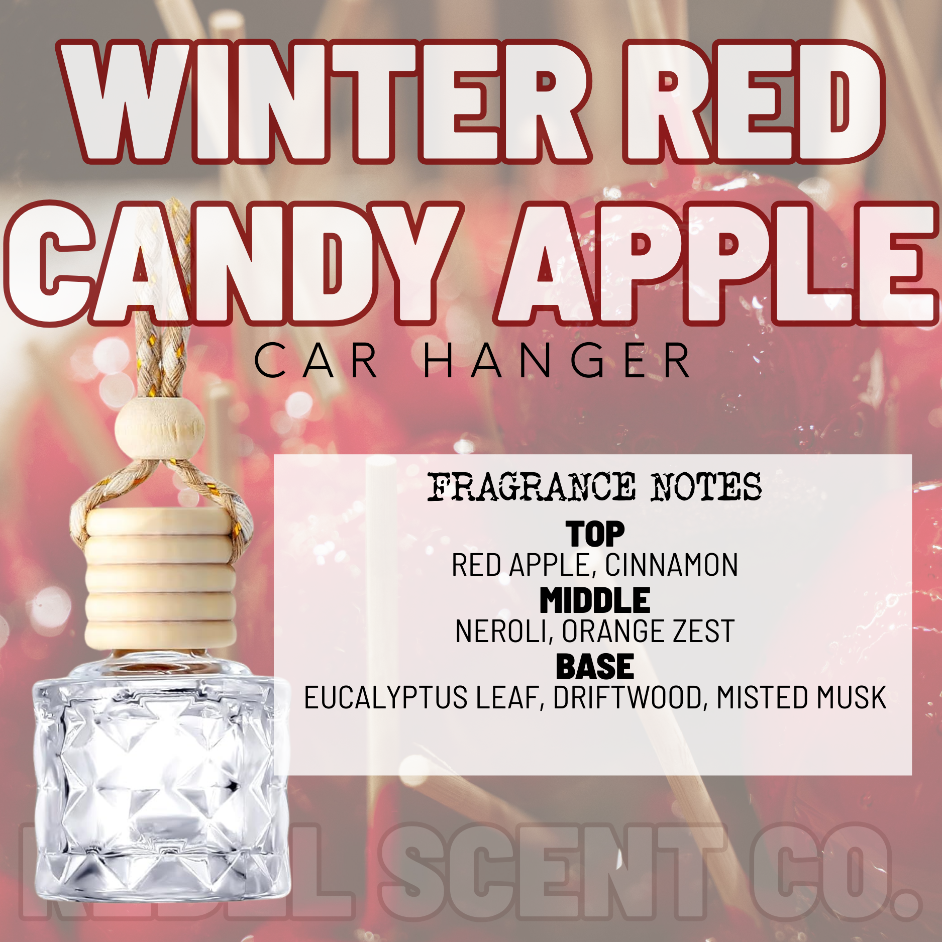 Winter Red Candy Apple Car Hanger